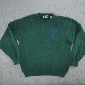 Vintage 90s Sutter & Grant Golf Sweater Mens Large Green Textured USA Made